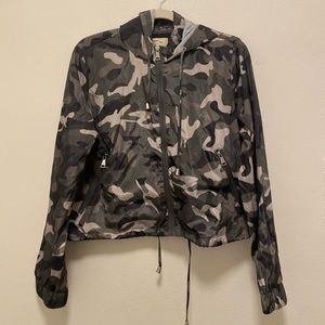 Green Cropped Camo Windbreaker